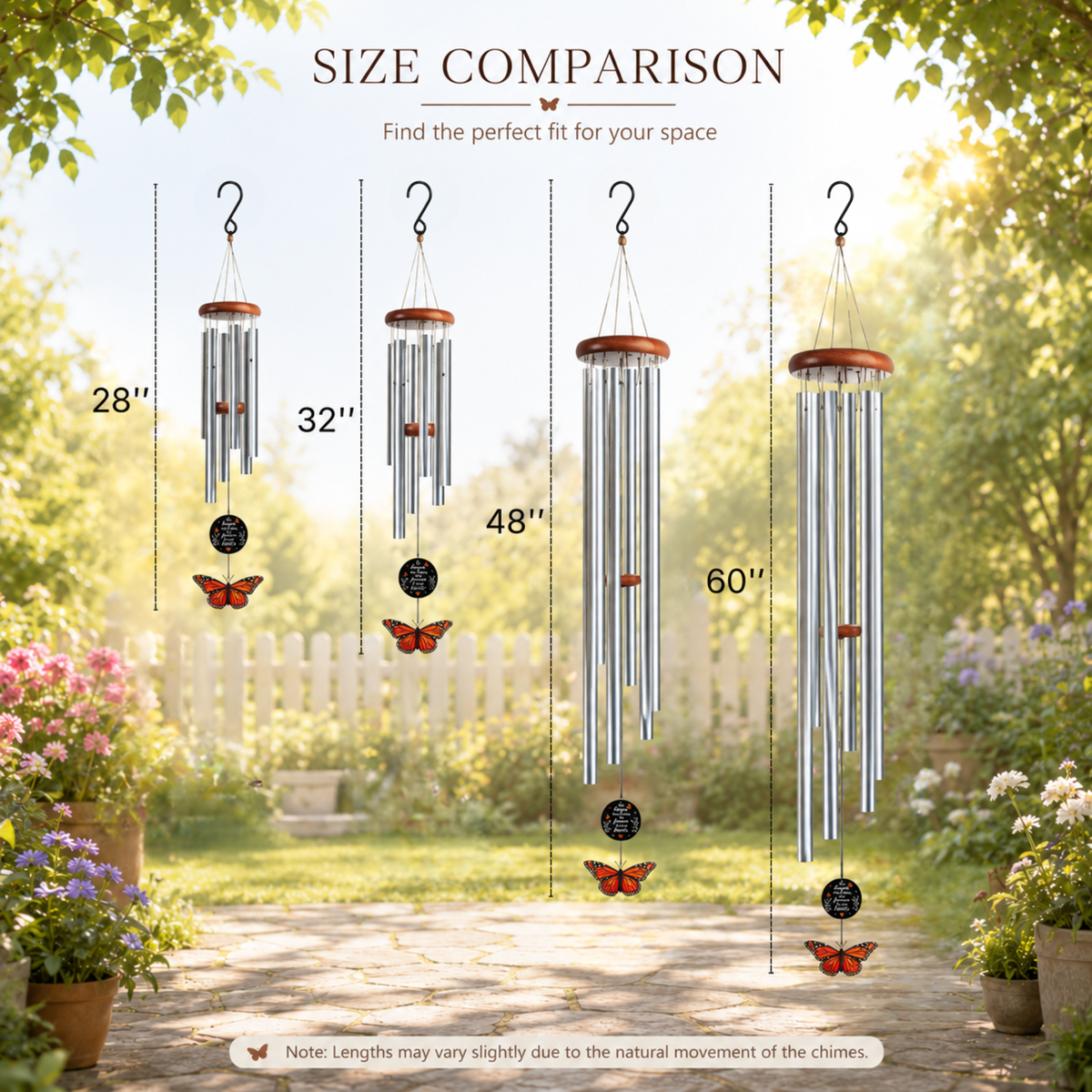 Monarch Butterfly Memorial Wind Chimes - Sympathy Wind Chime, Loss of Loved One Memorial Gifts