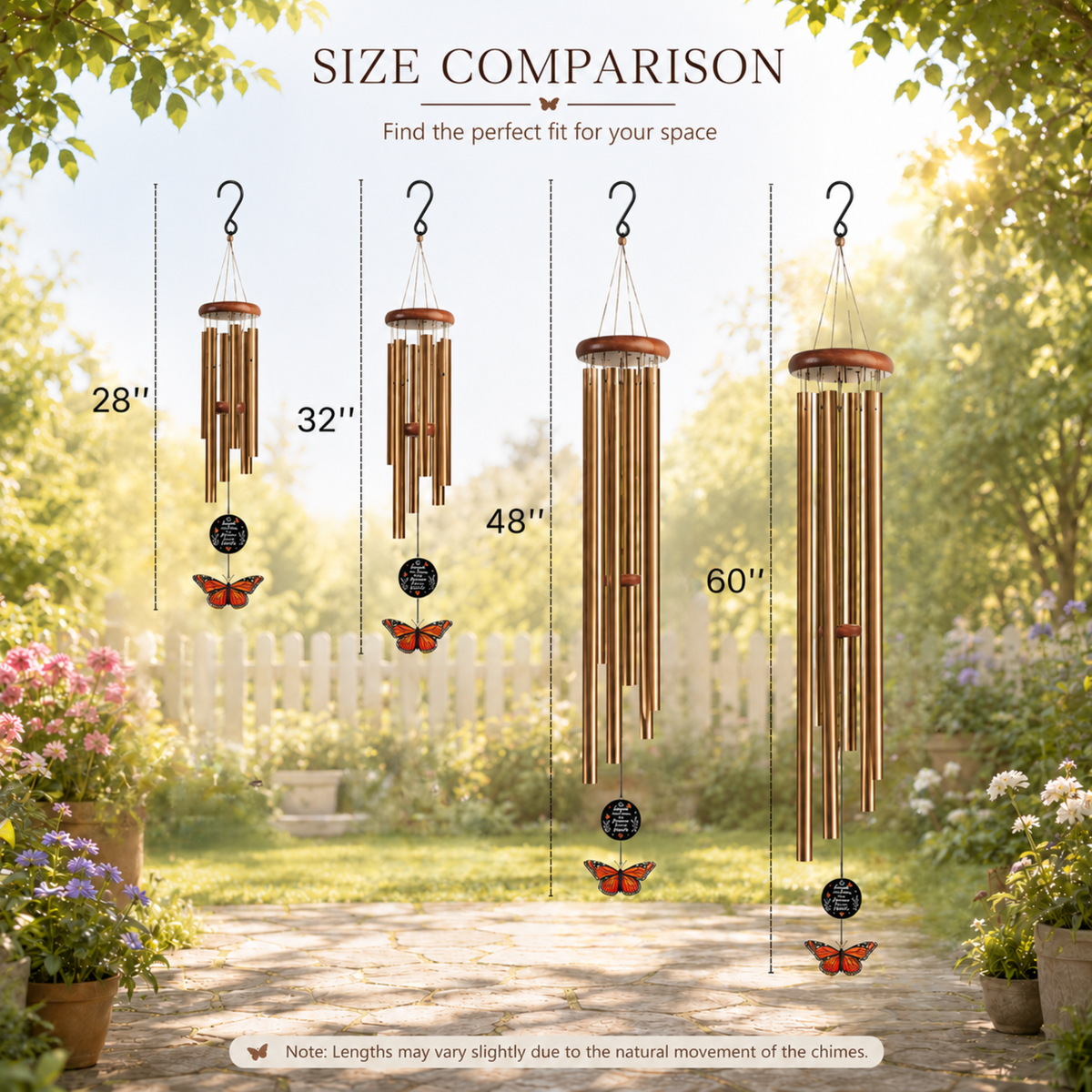 Monarch Butterfly Memorial Wind Chimes - Sympathy Wind Chime, Loss of Loved One Memorial Gifts