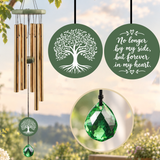 Tree of Life Crystal Memorial Wind Chimes - Deep Toned Aluminum Tubes with Engraved Quote