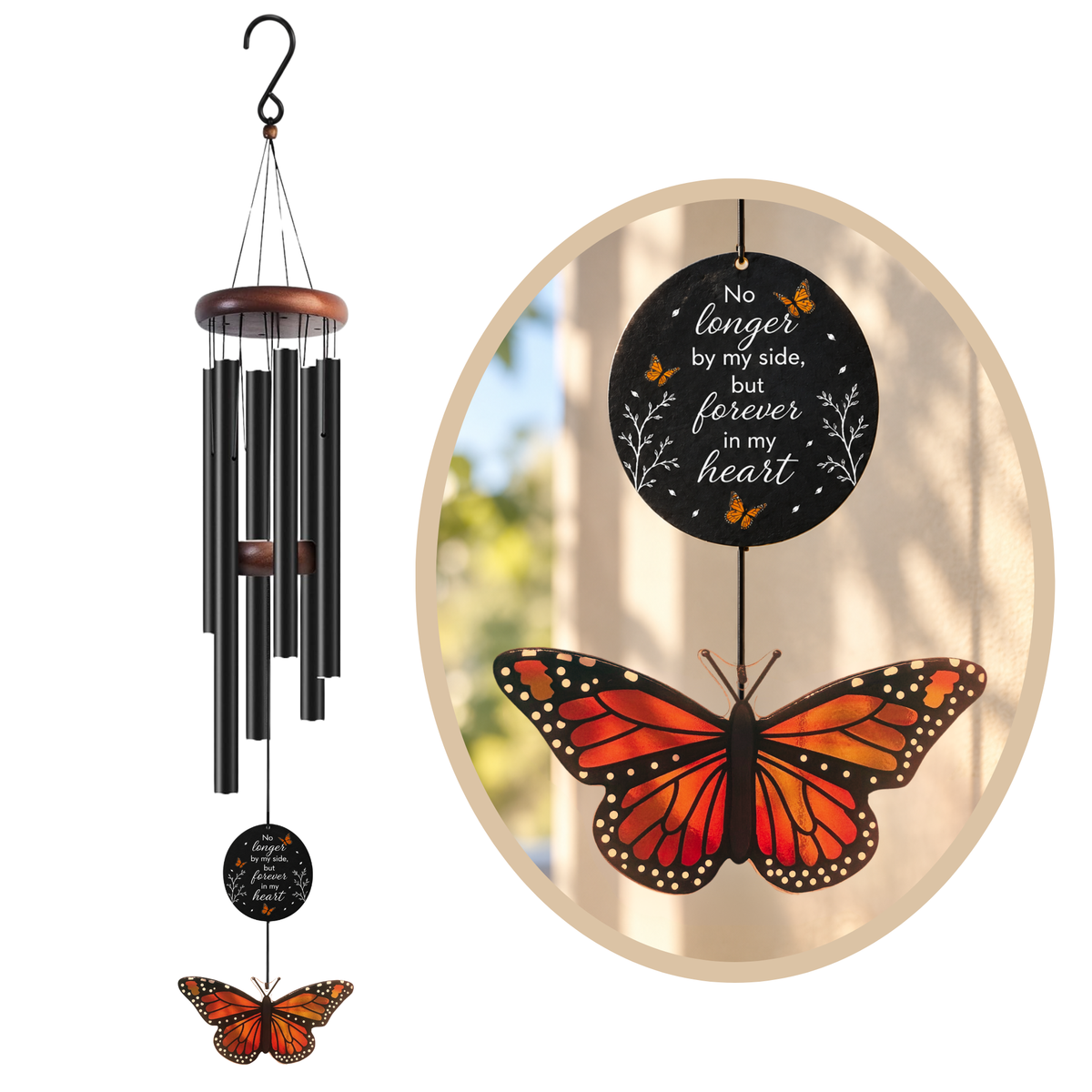 Monarch Butterfly Memorial Wind Chimes - Sympathy Wind Chime, Loss of Loved One Memorial Gifts