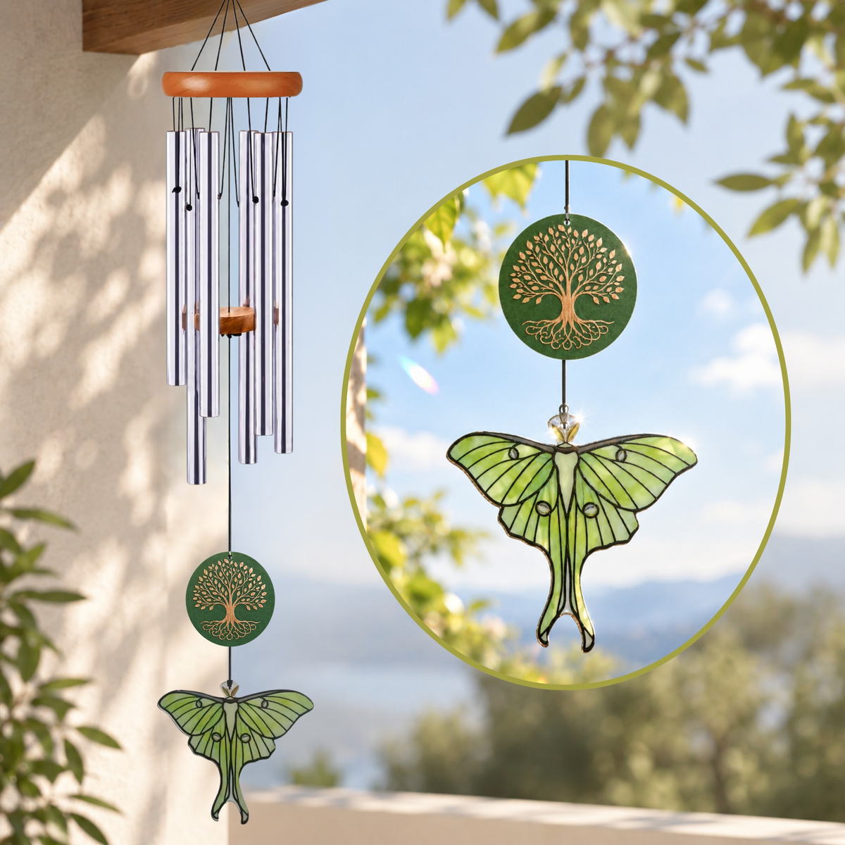 Luna Moth Suncatcher Tree of Life Wind Chimes