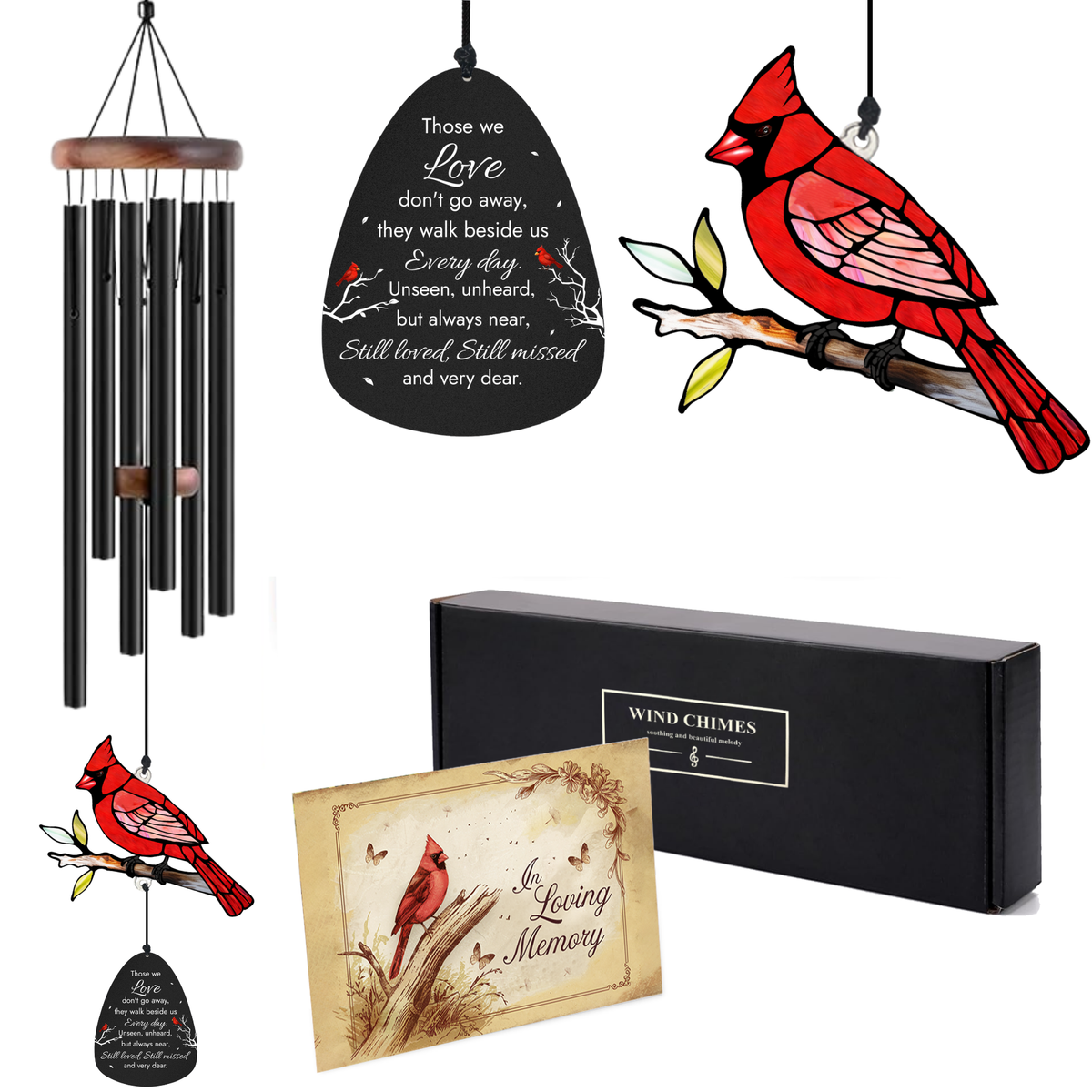 Cardinal Suncatcher Memorial Wind Chimes