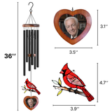 36-inch Cardinal Suncatcher Personalized Photo Frame Wind Chimes