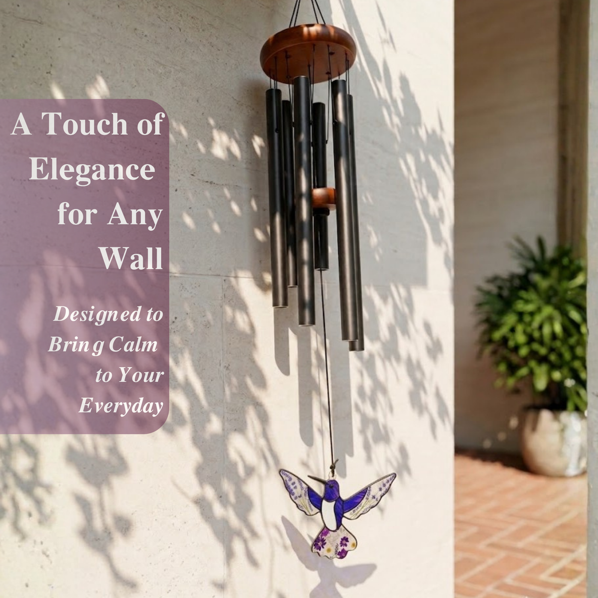 32'' Hummingbird Suncatcher Wind Chimes - Pressed Flowers Suncatcher
