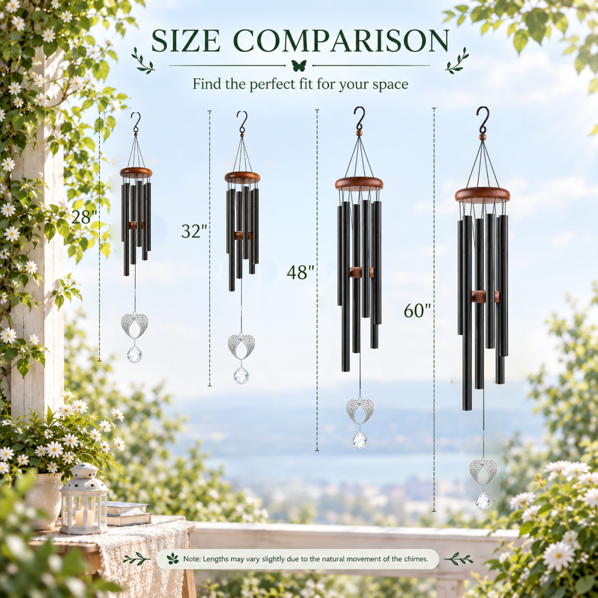 Angel Wings Memorial Wind Chimes with Crystal Ball