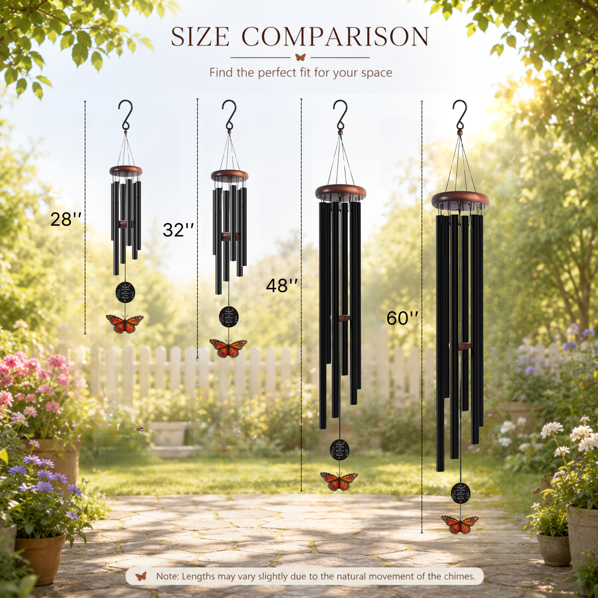 Monarch Butterfly Memorial Wind Chimes - Sympathy Wind Chime, Loss of Loved One Memorial Gifts