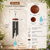 Crystal Suncatcher Wind Chimes for Outside Deep Tone, Window Hanging Decor