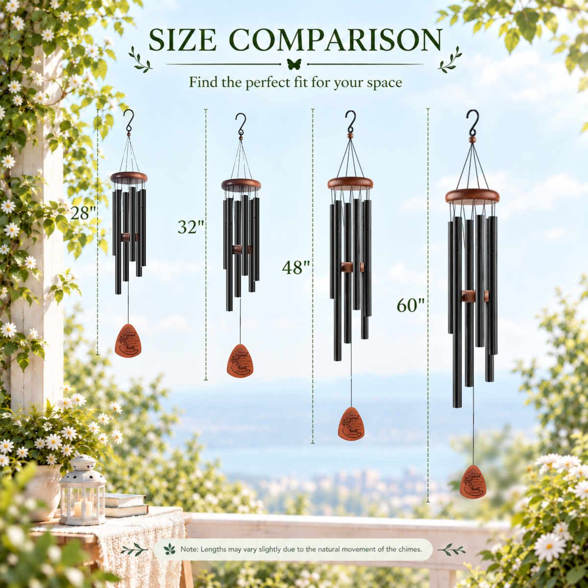 Pet Memorial Wind Chimes – Engraved Wooden Paw Print Pendant