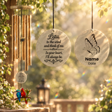 Personalized Bird Suncatcher Memorial Wind Chimes – Custom Name & Date Engraved Pendant with Three Birds Suncatcher