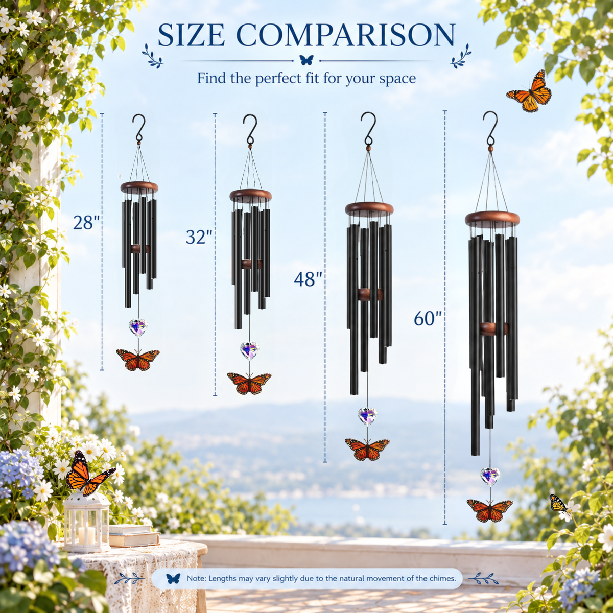 Monarch Butterfly & Heart Crystal Wind Chimes - Monarch Butterfly Suncatcher