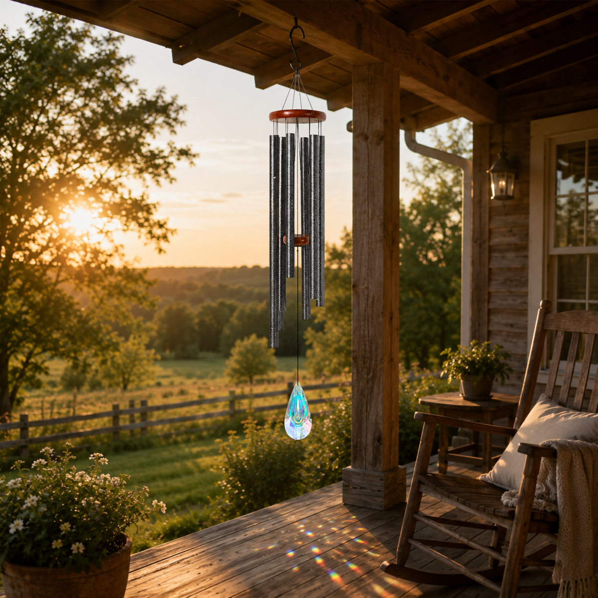Crystal Suncatcher Wind Chimes for Outside Deep Tone, Window Hanging Decor
