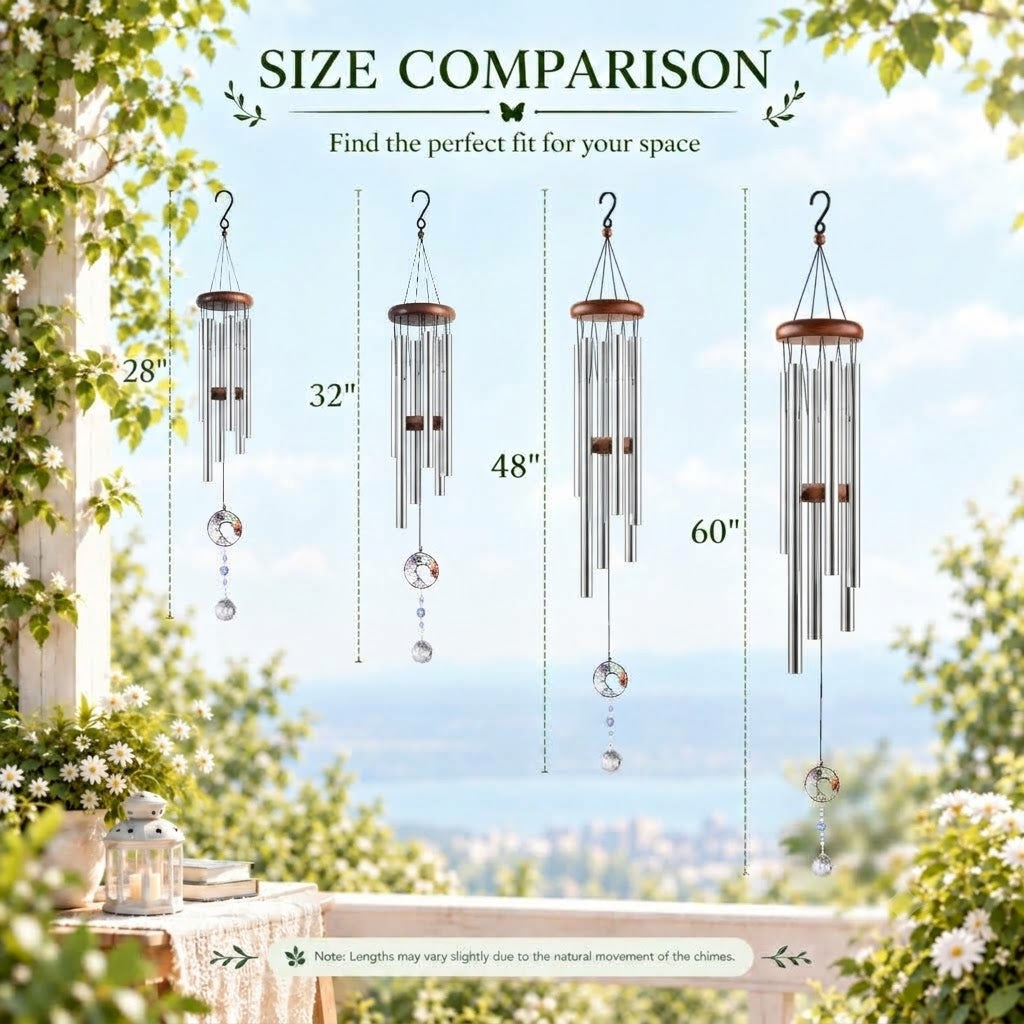 Crystal Chakra Tree of Life Wind Chimes - Healing Memorial Gift