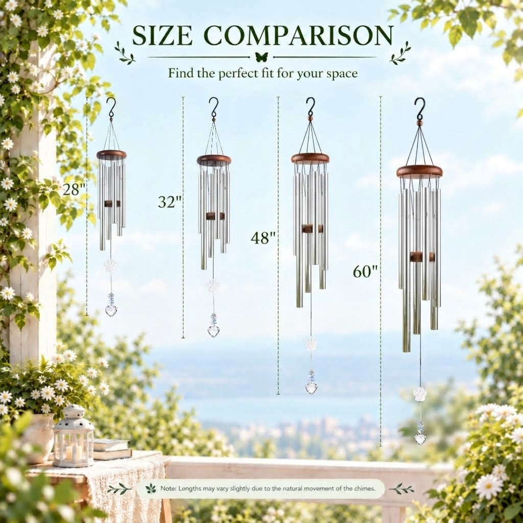 Crystal Pet Memorial Wind Chimes – K9 Glass Paw Print Pendant with Heart-Shaped Crystal