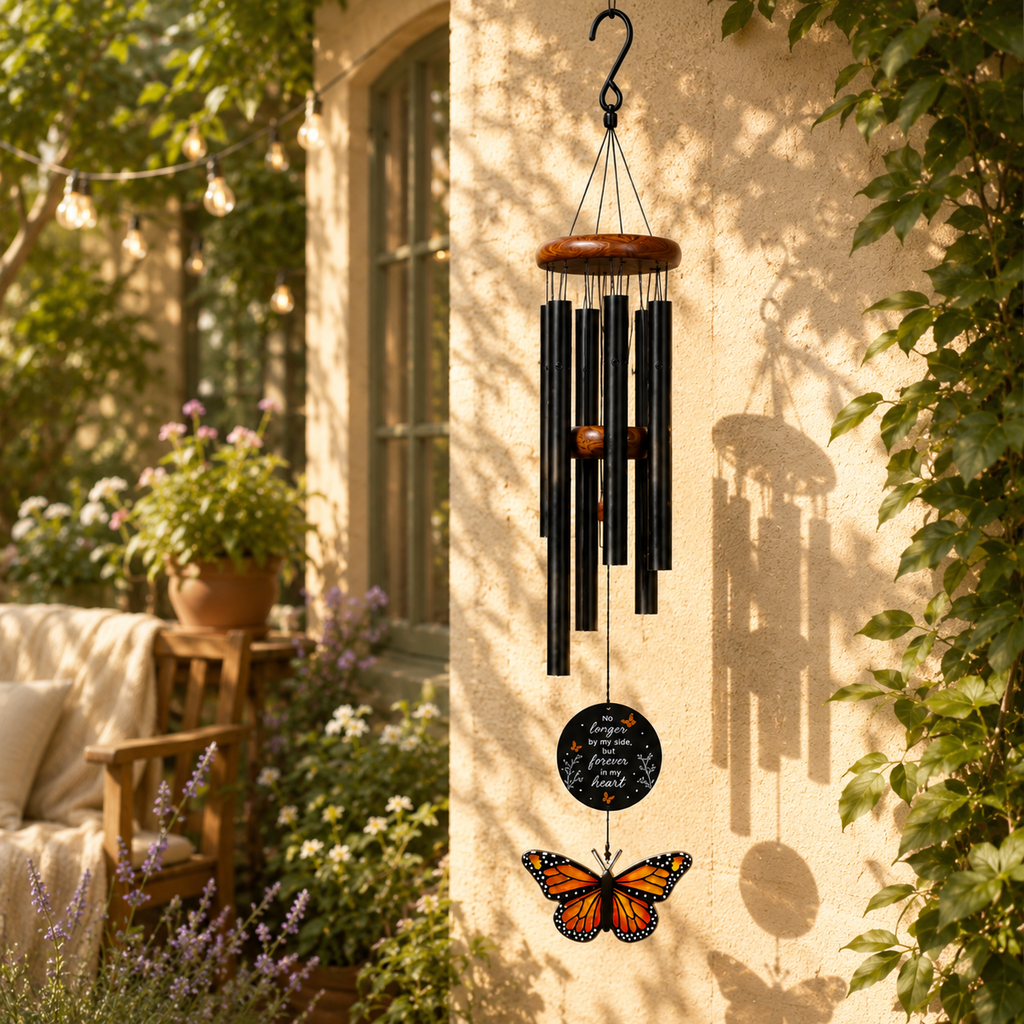 Monarch Butterfly Memorial Wind Chimes - Sympathy Wind Chime, Loss of Loved One Memorial Gifts