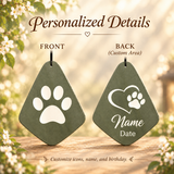 Personalized Pet Memorial Wind Chimes with Crystal – Custom Name & Date Engraved Paw Print Pendant