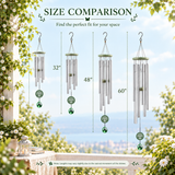 Tree of Life Crystal Memorial Wind Chimes - Deep Toned Aluminum Tubes with Engraved Quote