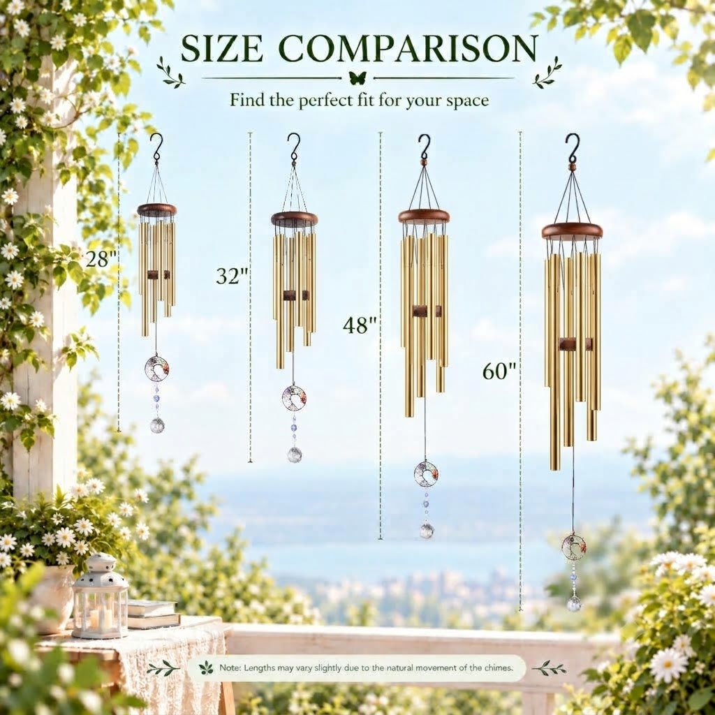 Crystal Chakra Tree of Life Wind Chimes - Healing Memorial Gift