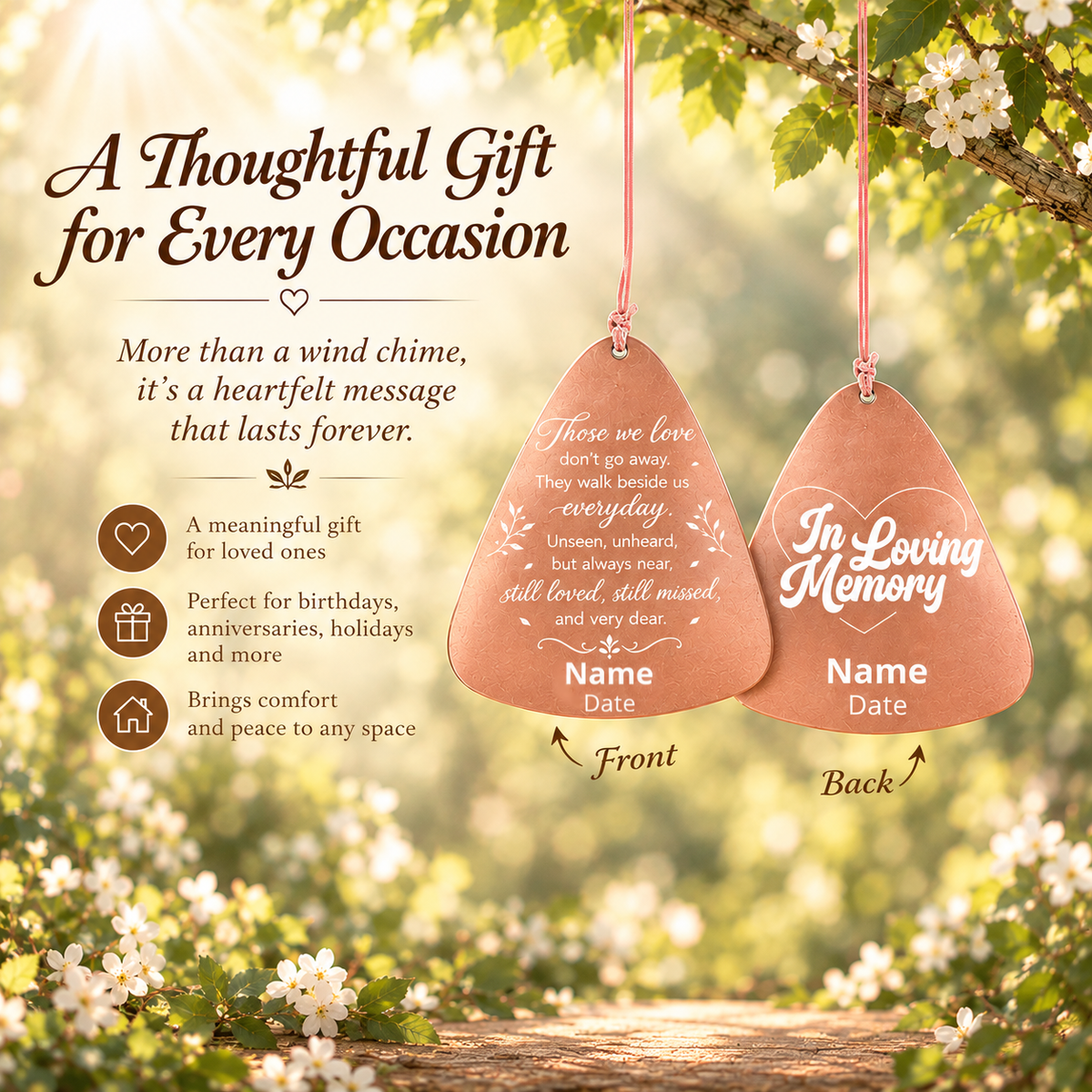 Personalized Crystal Butterfly Memorial Wind Chimes – Engraved Tubes with Custom Name, Date