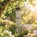 Heart Paw Print Pendant with Crystal Pet Memorial Wind Chimes - Floral Engraved Tubes, Sympathy Gift for Loss of Dog or Cat