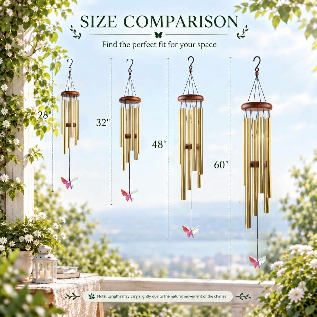 Crystal Butterfly Wind Chimes – Iridescent Butterfly Pendant with Aluminum Tubes
