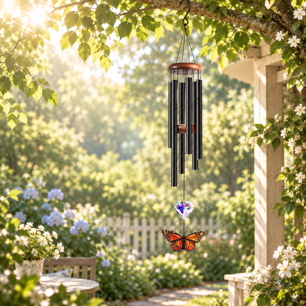 Monarch Butterfly & Heart Crystal Wind Chimes - Monarch Butterfly Suncatcher