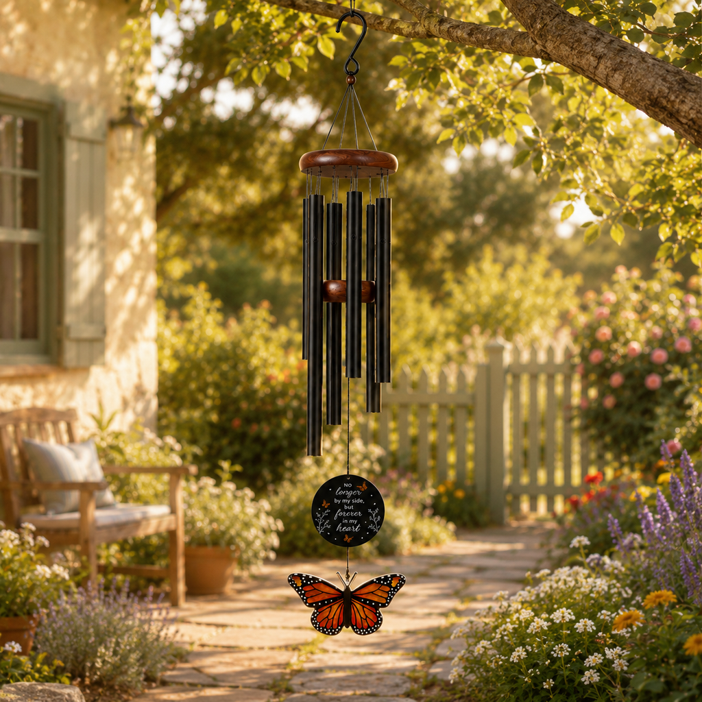 Monarch Butterfly Memorial Wind Chimes - Sympathy Wind Chime, Loss of Loved One Memorial Gifts