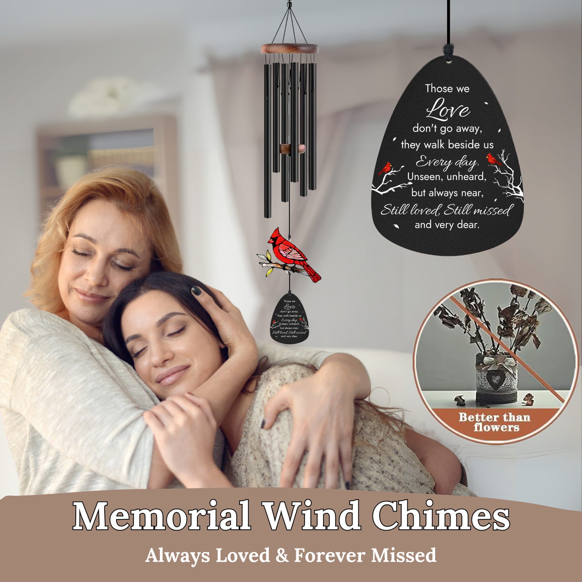 Cardinal Suncatcher Memorial Wind Chimes