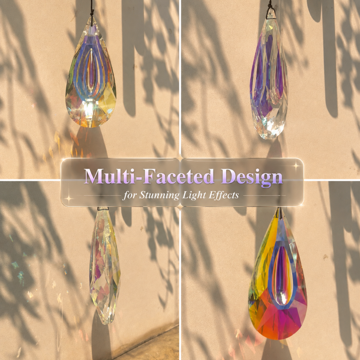 Crystal Suncatcher Wind Chimes for Outside Deep Tone, Window Hanging Decor