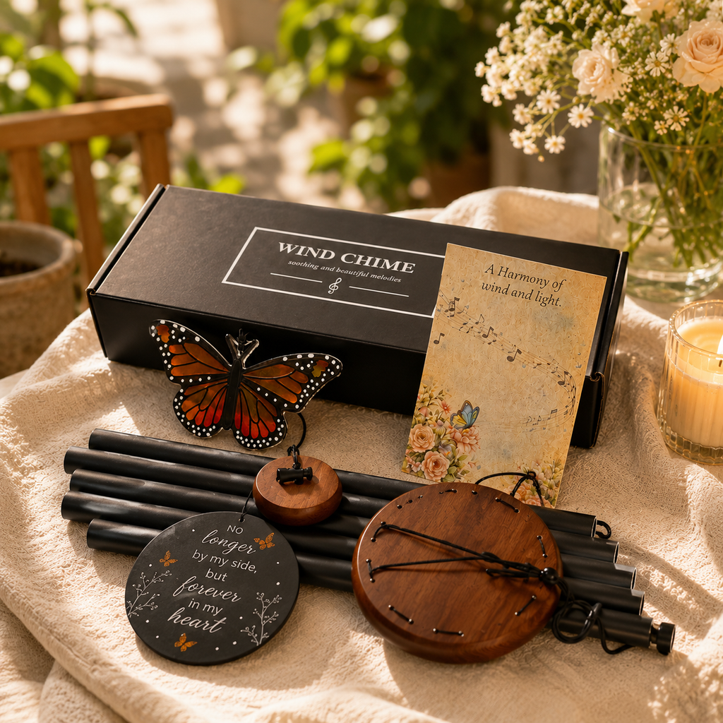 Monarch Butterfly Memorial Wind Chimes - Sympathy Wind Chime, Loss of Loved One Memorial Gifts