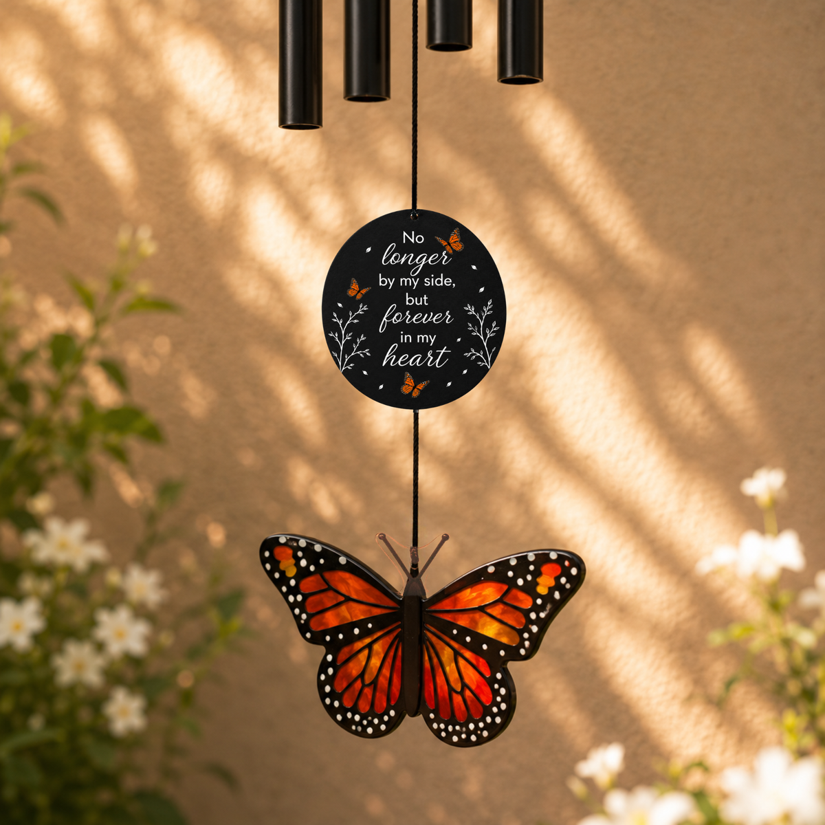 Monarch Butterfly Memorial Wind Chimes - Sympathy Wind Chime, Loss of Loved One Memorial Gifts