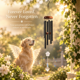 Crystal Pet Memorial Wind Chimes – K9 Glass Paw Print Pendant with Heart-Shaped Crystal