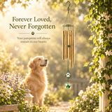 Personalized Pet Memorial Wind Chimes with Crystal – Custom Name & Date Engraved Paw Print Pendant