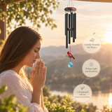 Memorial Crystal Cardinal Wind Chimes – Stained Glass Cardinal Suncatcher & Rainbow Prism Crystal