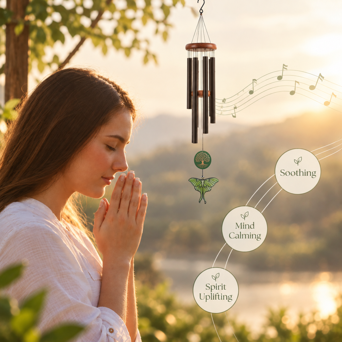Luna Moth Suncatcher Tree of Life Wind Chimes