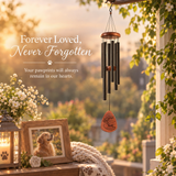 Pet Memorial Wind Chimes – Engraved Wooden Paw Print Pendant