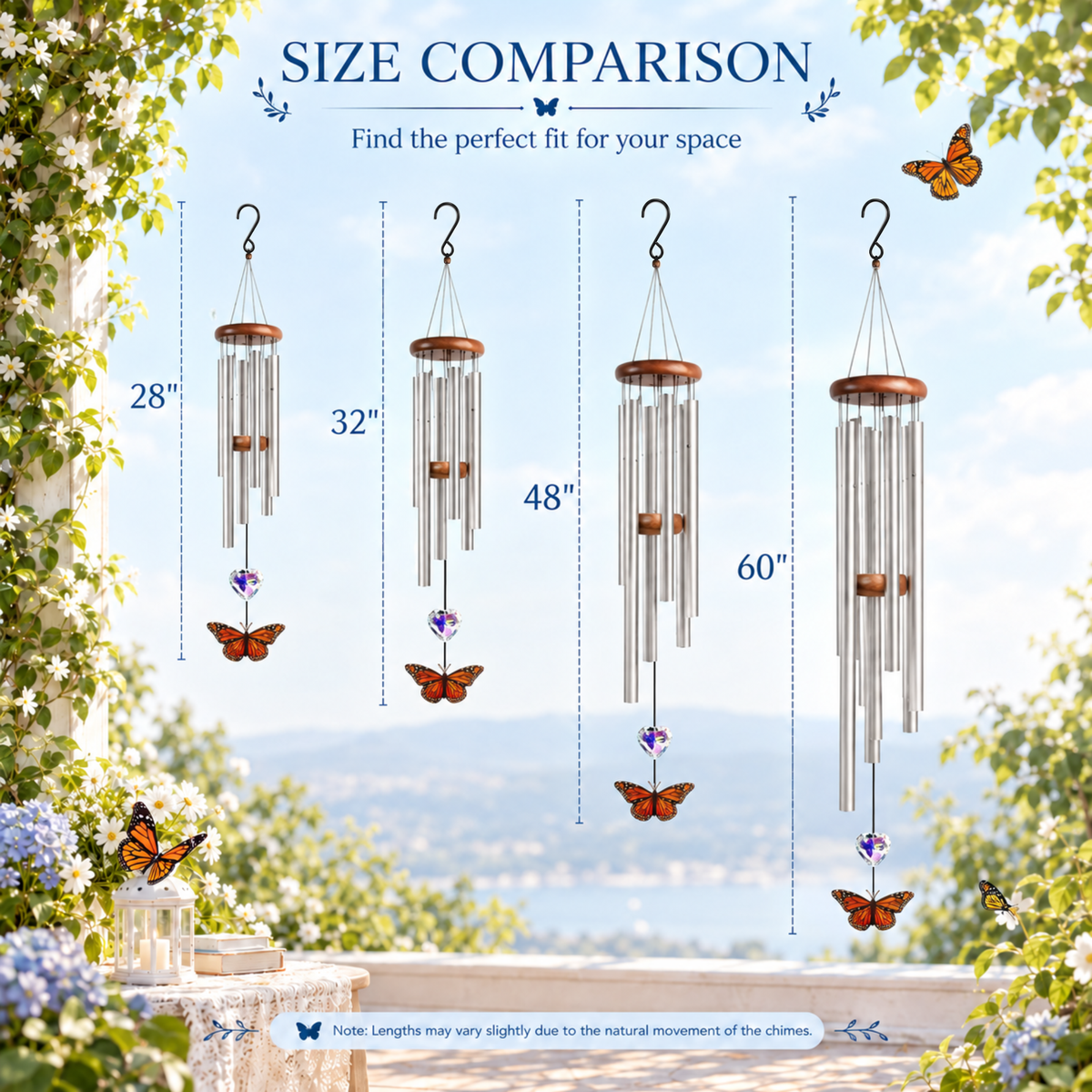 Monarch Butterfly & Heart Crystal Wind Chimes - Monarch Butterfly Suncatcher
