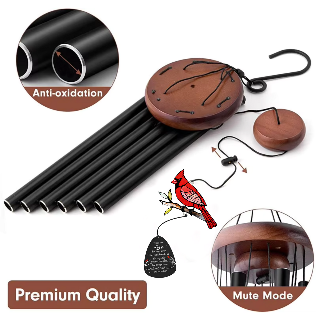Cardinal Suncatcher Memorial Wind Chimes