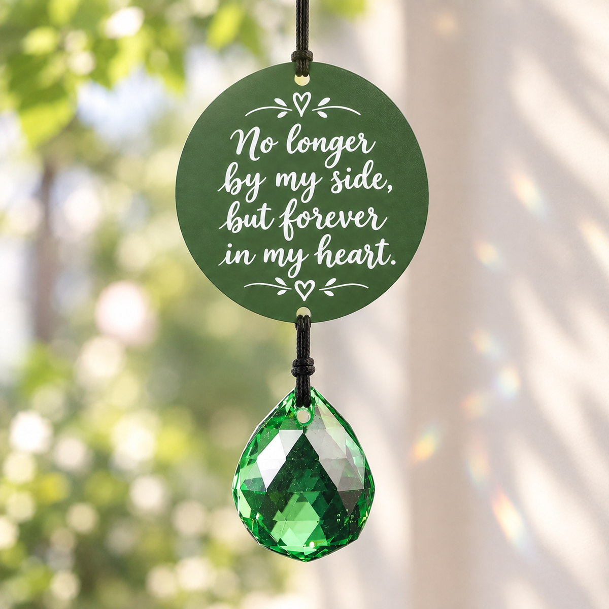 Tree of Life Crystal Memorial Wind Chimes - Deep Toned Aluminum Tubes with Engraved Quote
