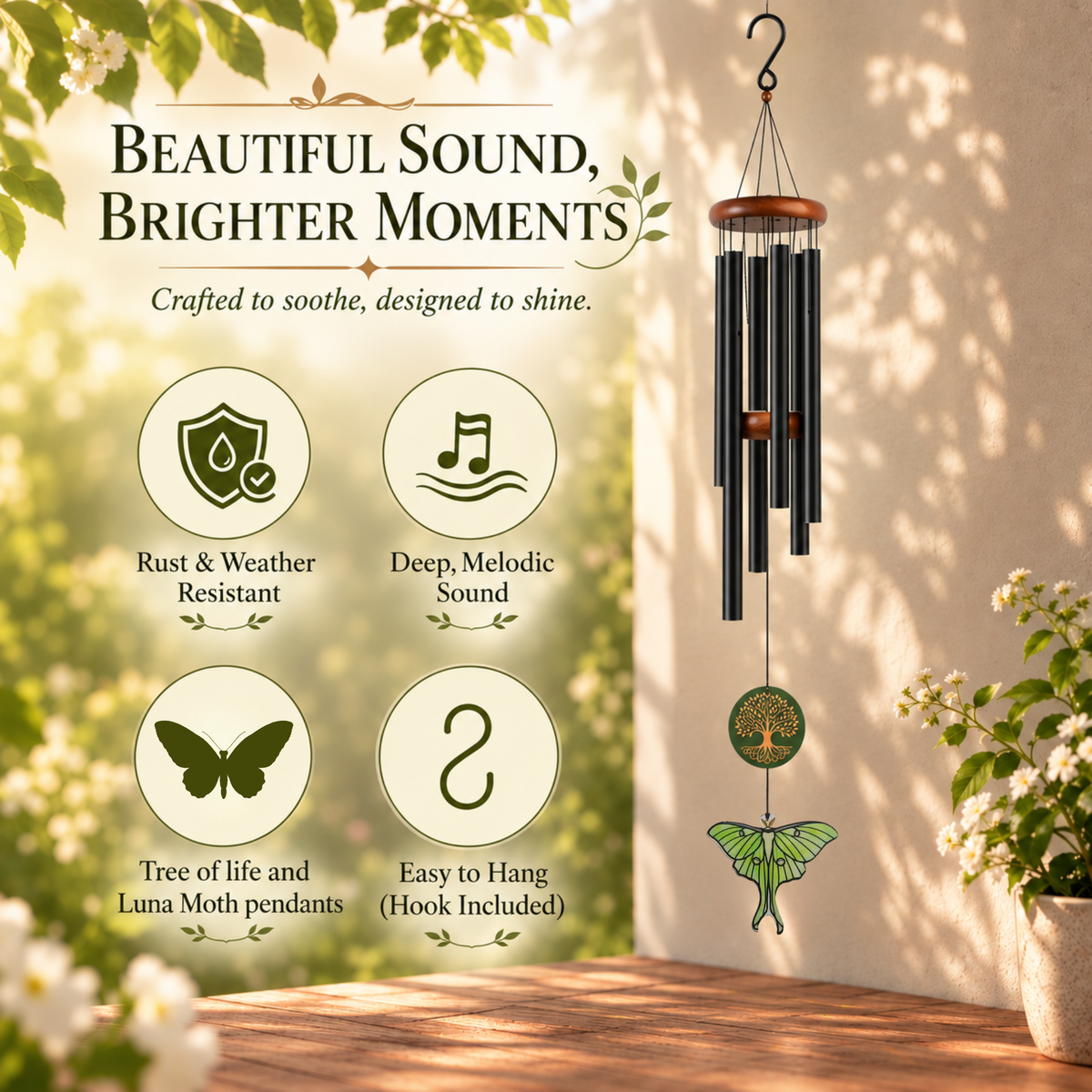 Luna Moth Suncatcher Tree of Life Wind Chimes