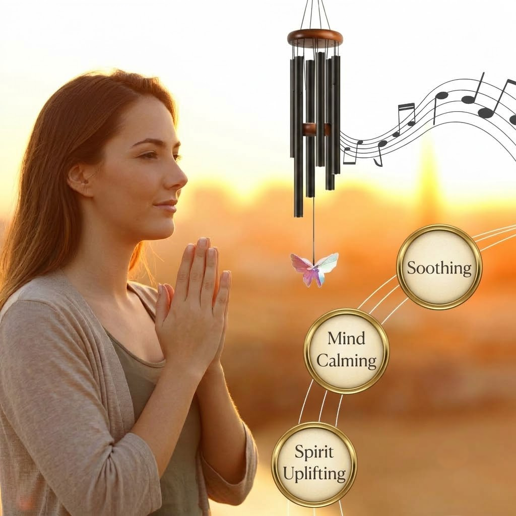 Crystal Butterfly Wind Chimes – Iridescent Butterfly Pendant with Aluminum Tubes