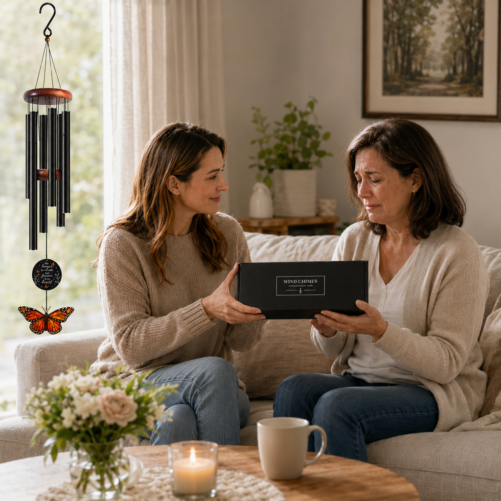 Monarch Butterfly Memorial Wind Chimes - Sympathy Wind Chime, Loss of Loved One Memorial Gifts