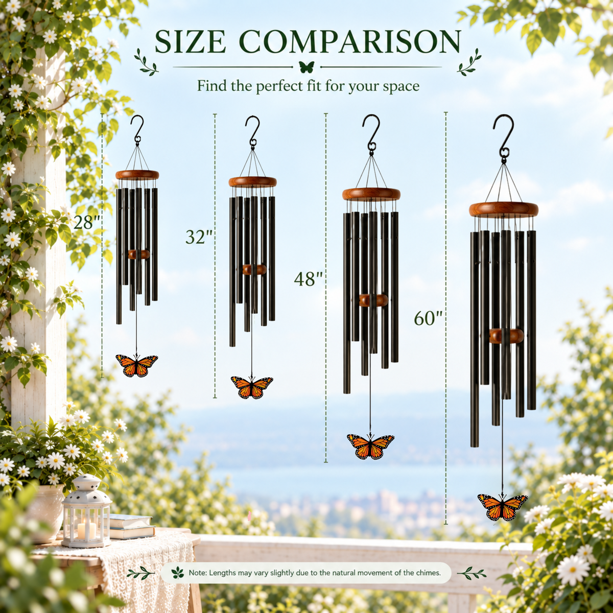Monarch Butterfly Wind Chimes For Outside, Butterflies Garden Decorations