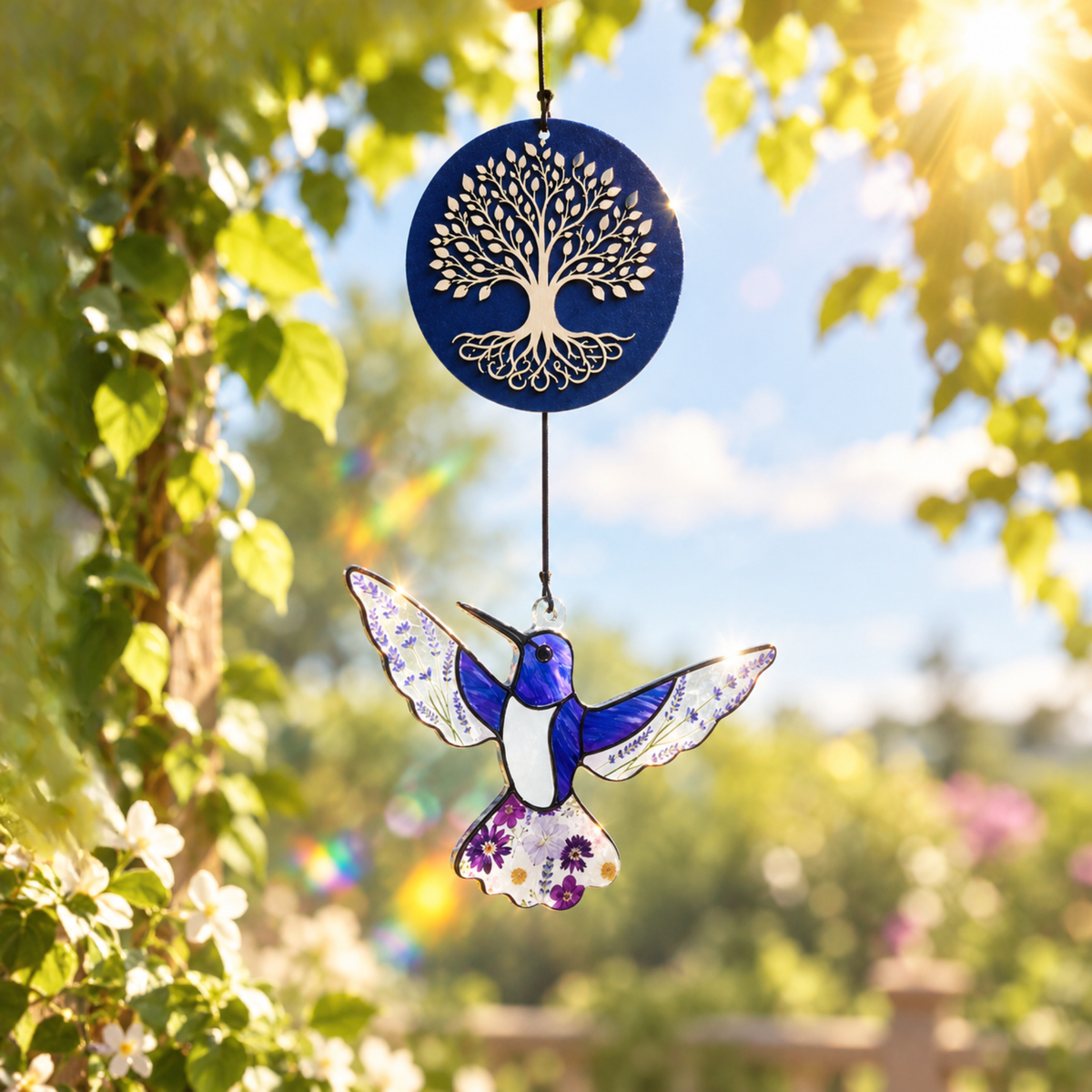 Hummingbird & Tree of Life Wind Chimes - Hummingbird Suncatcher