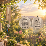 Personalized Bird Suncatcher Memorial Wind Chimes – Custom Name & Date Engraved Pendant with Three Birds Suncatcher