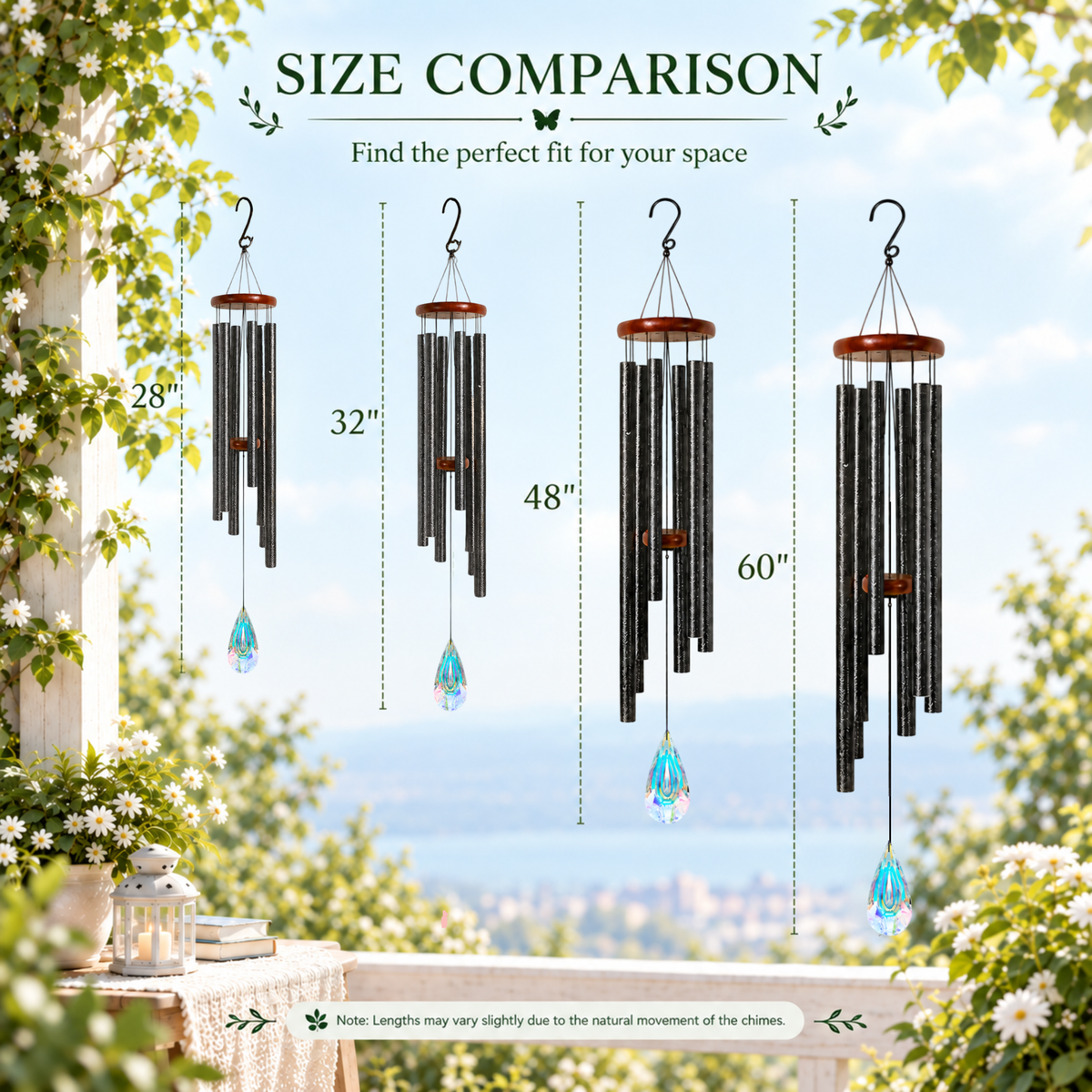 Crystal Suncatcher Wind Chimes for Outside Deep Tone, Window Hanging Decor