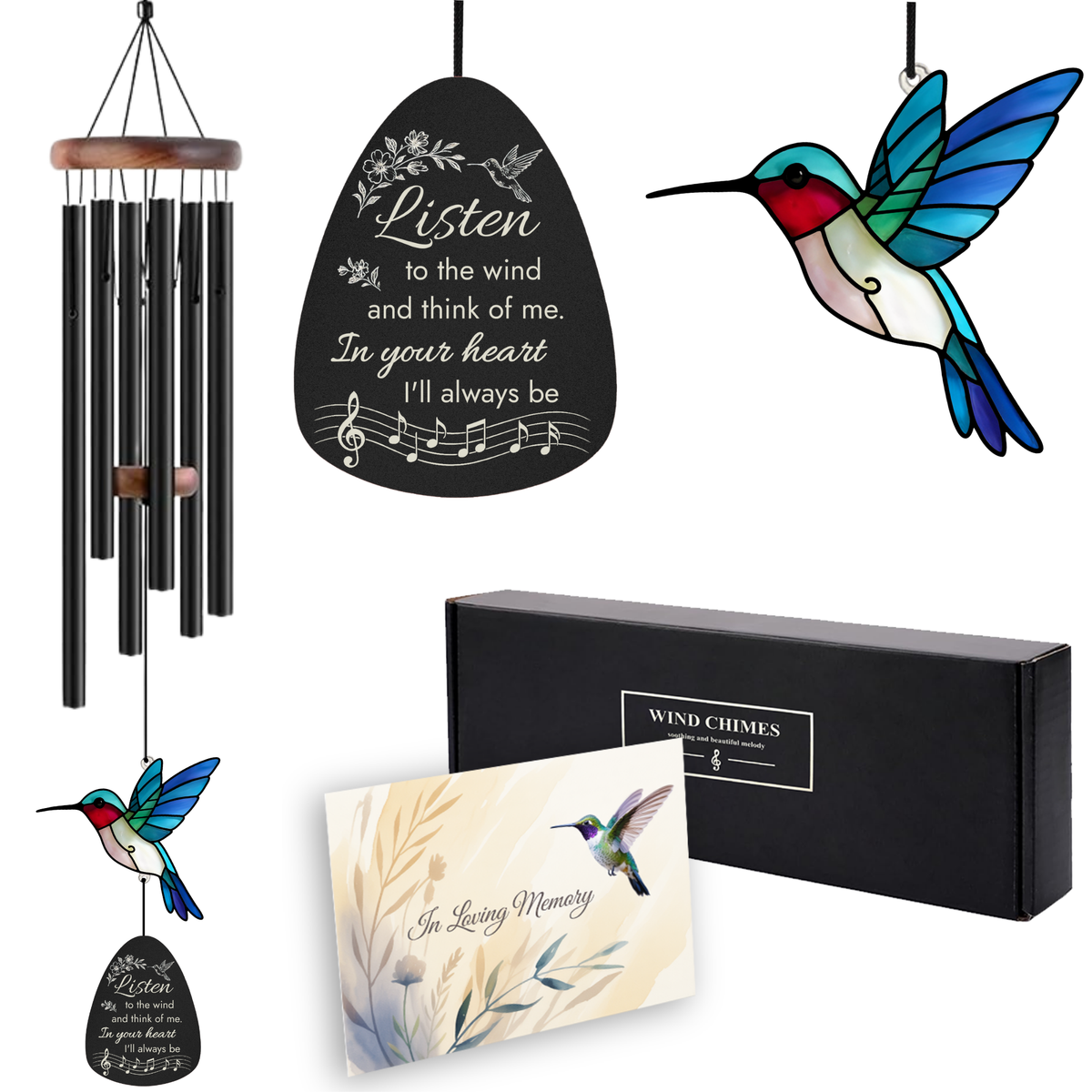 Hummingbird Memorial Wind Chimes – Hummingbird Suncatcher