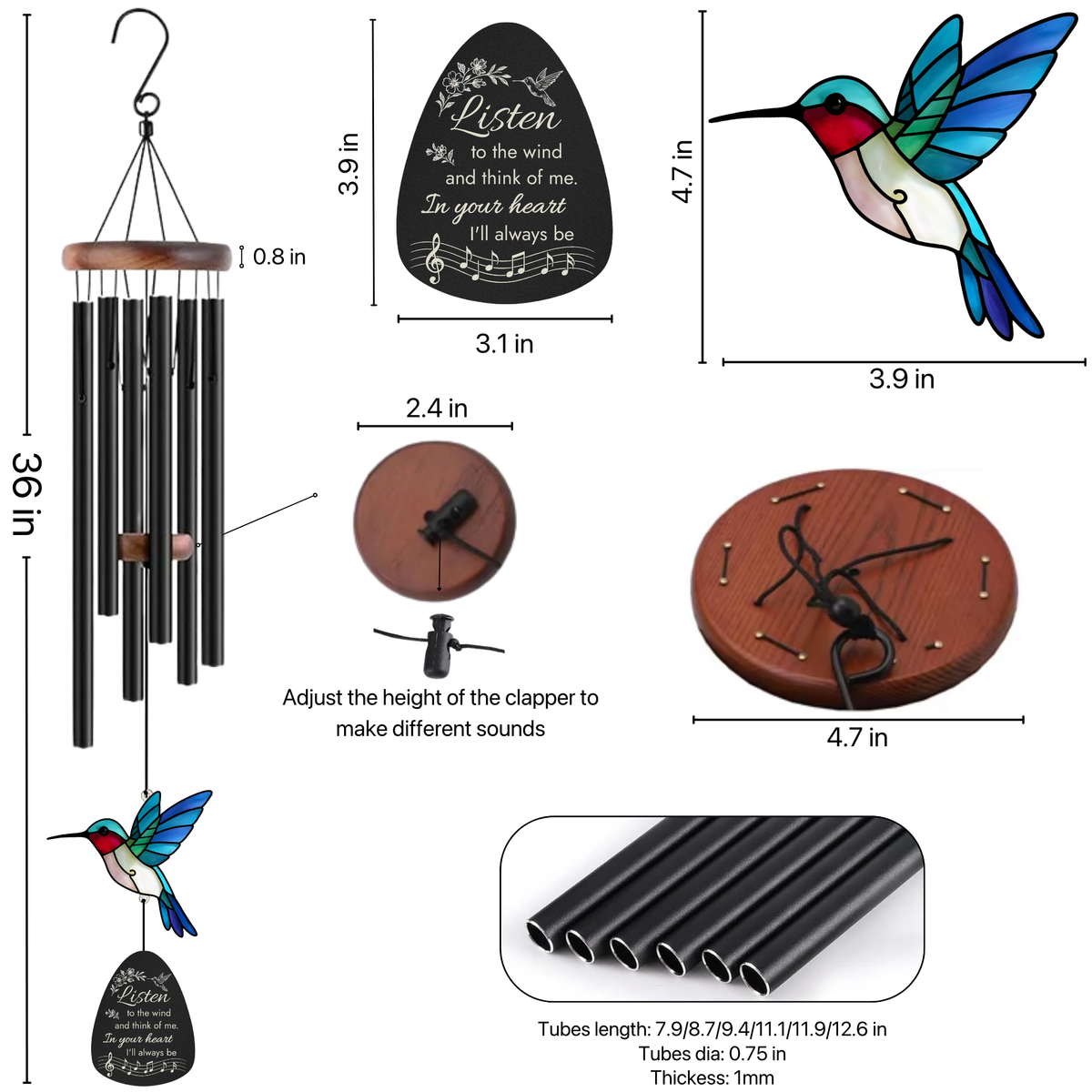 Hummingbird Memorial Wind Chimes – Hummingbird Suncatcher