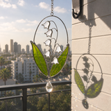 Lily of the Valley Suncatcher, Real Stained Glass Flower Window Decor
