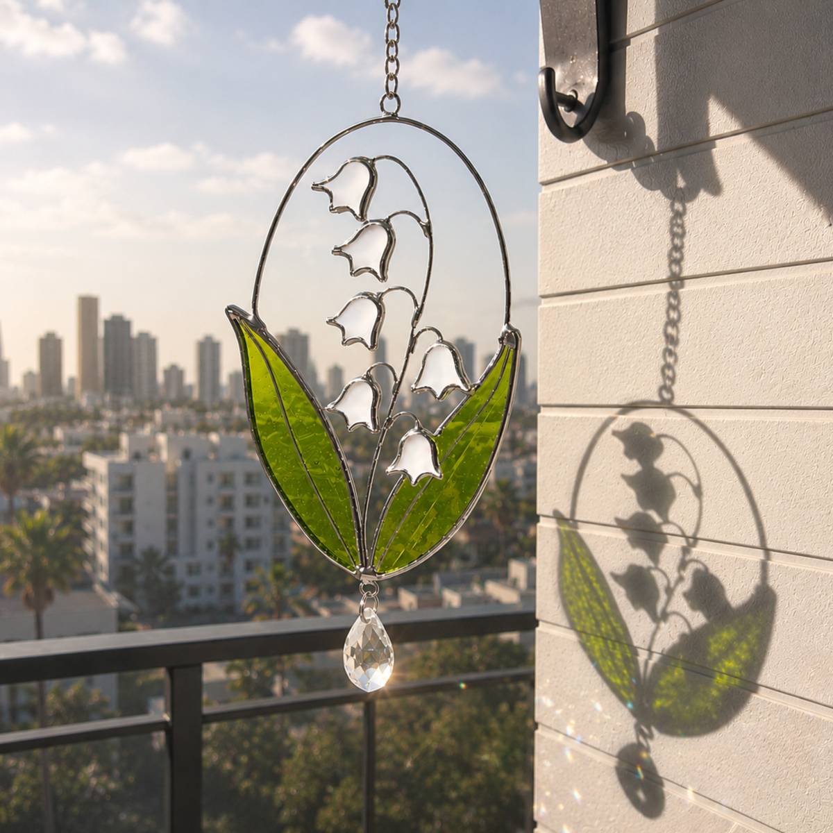 Lily of the Valley Suncatcher, Real Stained Glass Flower Window Decor