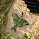 Luna Moth Wind Chimes for Outside, Stained Glass Butterfly Gifts for Women